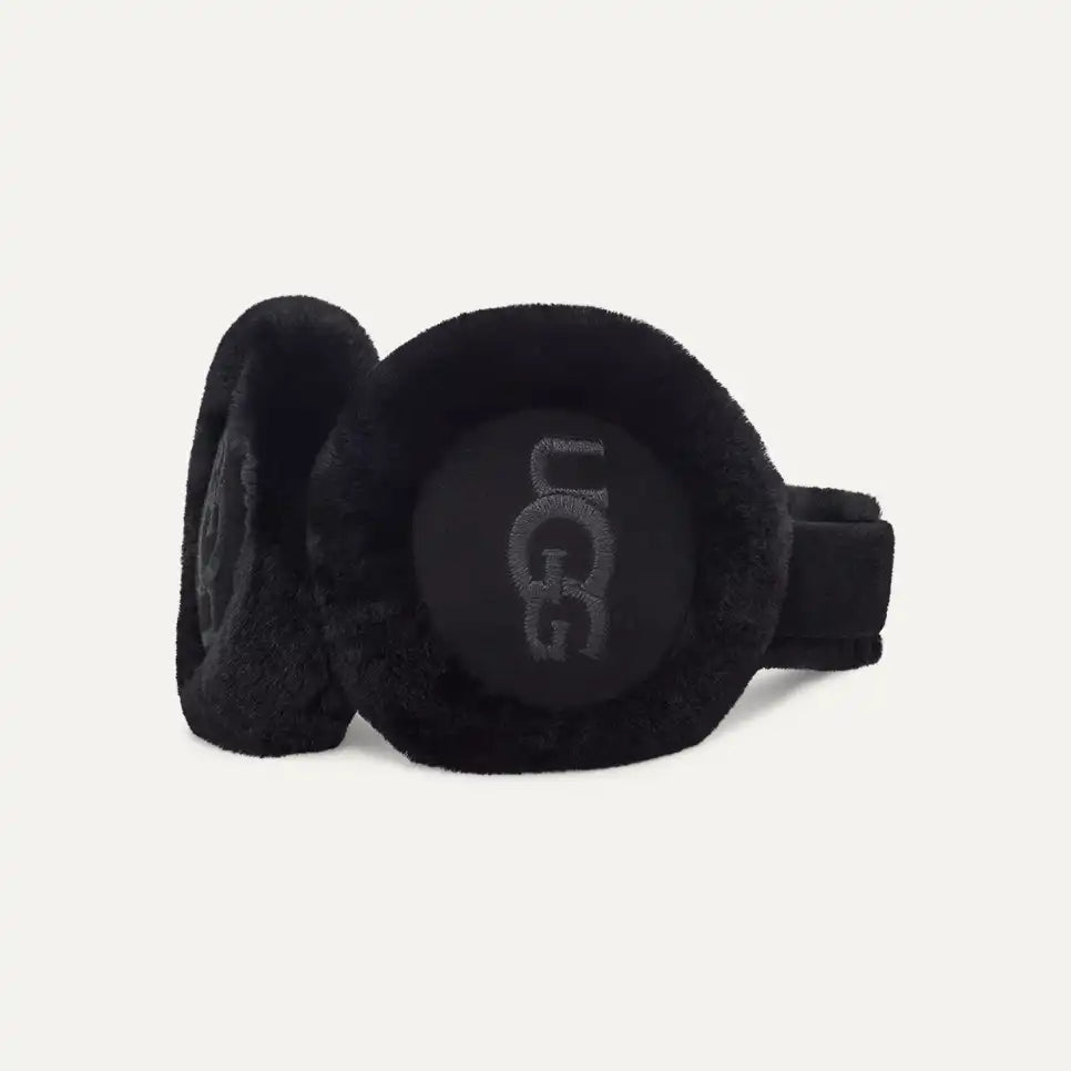 W Sheepskin Embroidery Earmuff black
