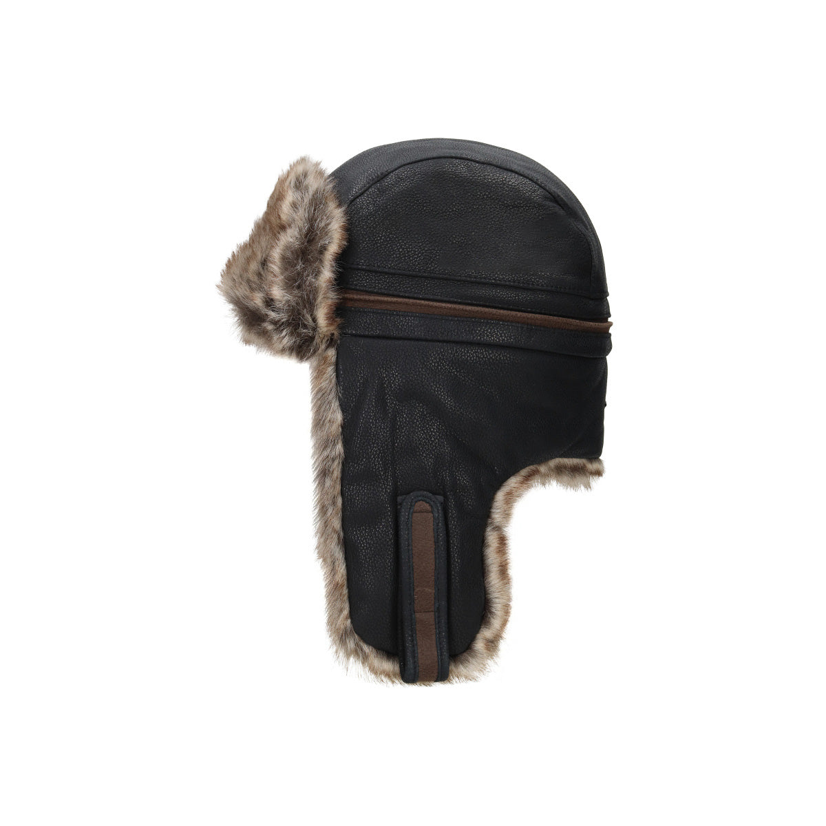 Bomber Cap Cowhide dunkelbraun schwarz dunkel
