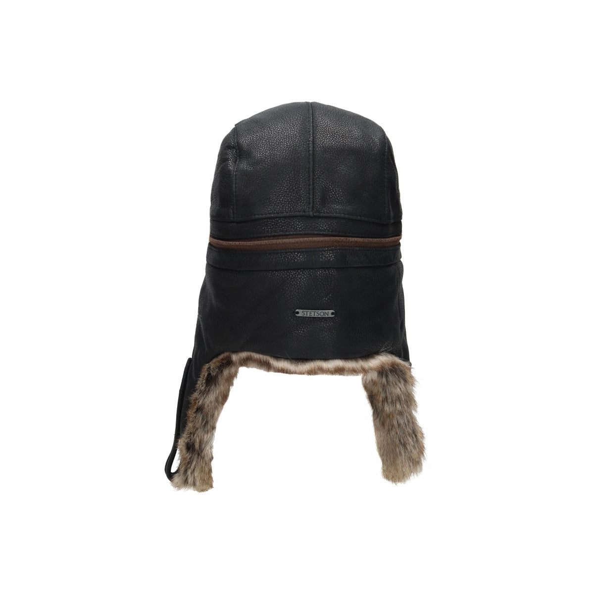 Bomber Cap Cowhide dunkelbraun schwarz dunkel