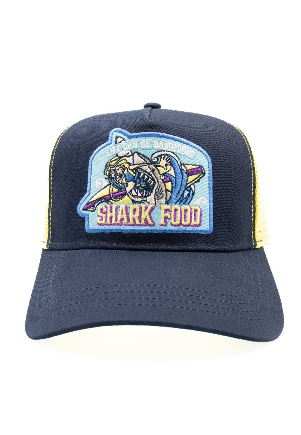 Shark Food Trucker Cap navy yellow
