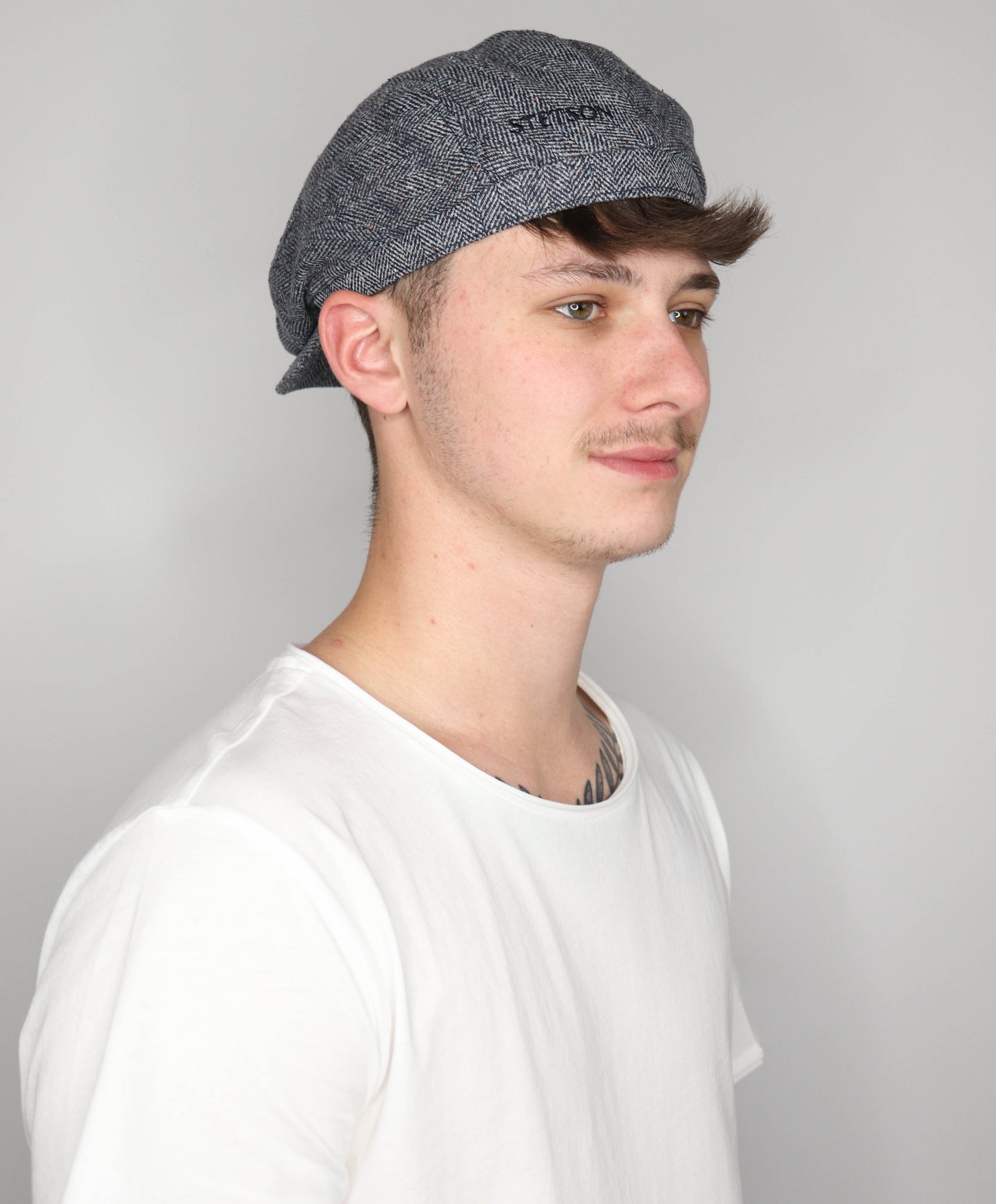 Driver Cap Silk herringbone blue gray