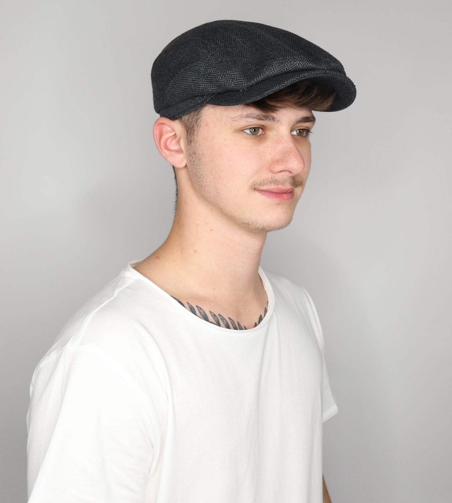 Driver Cap Silk herringbone dark gray