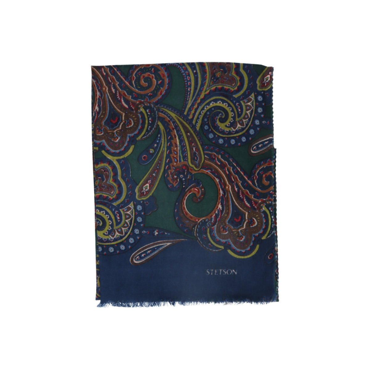 Scarf Wool Paisley dark green