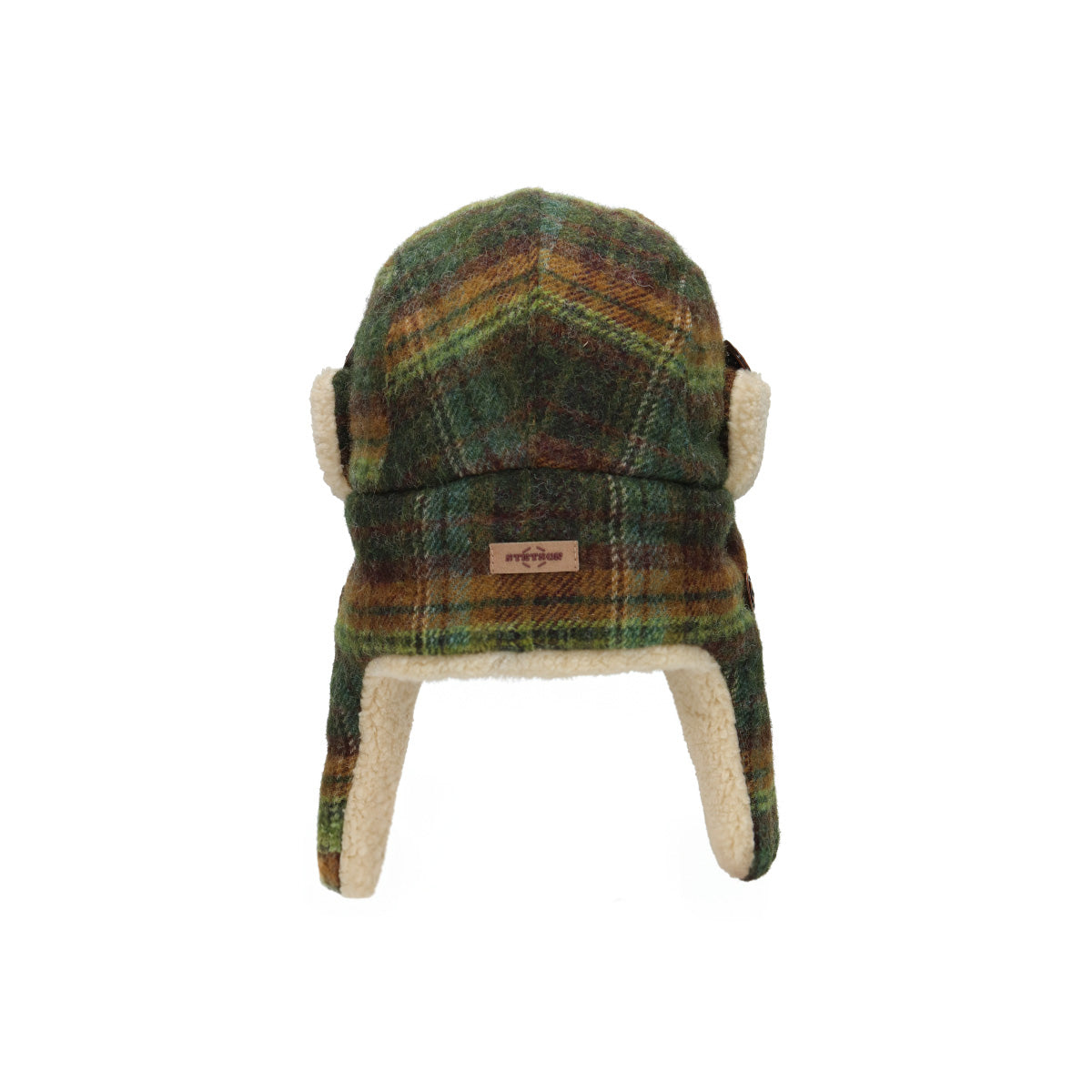 Bomber Cap Wool Check green dark orange