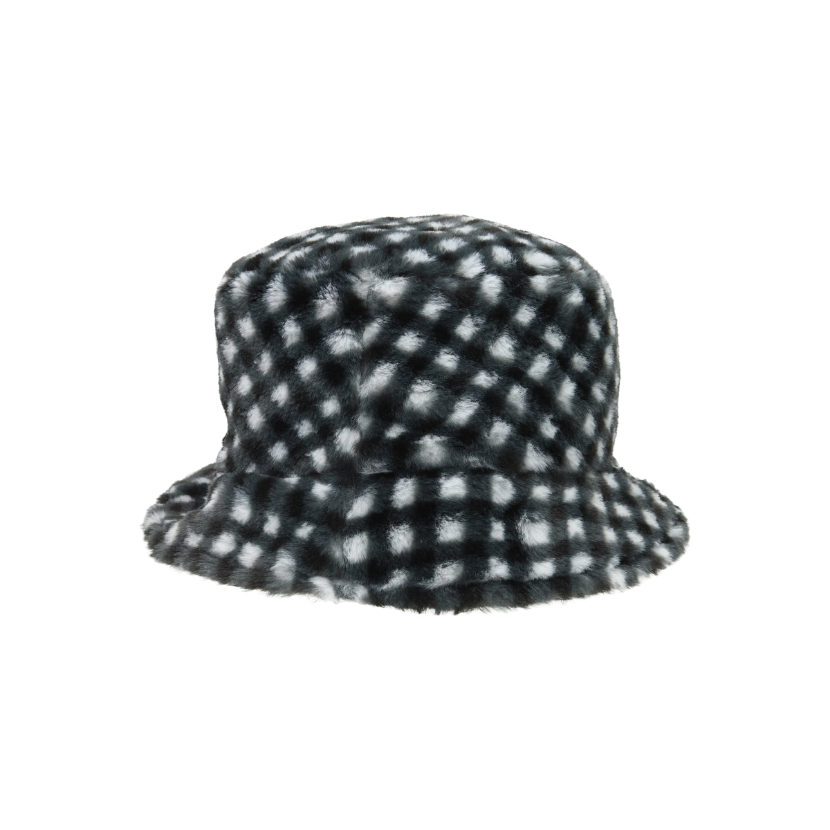 Faux fur bucket black gingham