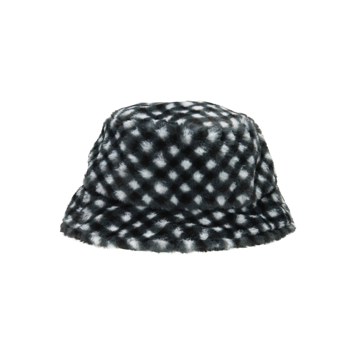 Faux fur bucket black gingham