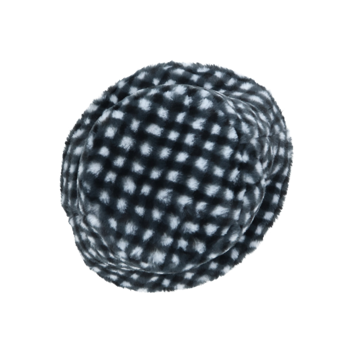 Faux fur bucket black gingham