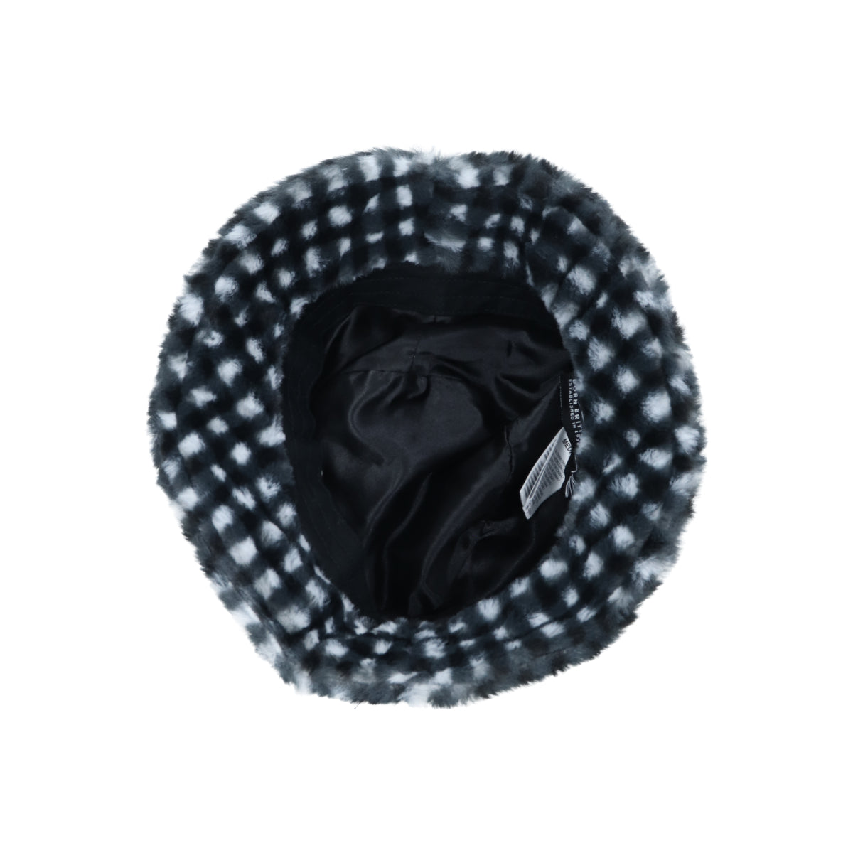 Faux fur bucket black gingham