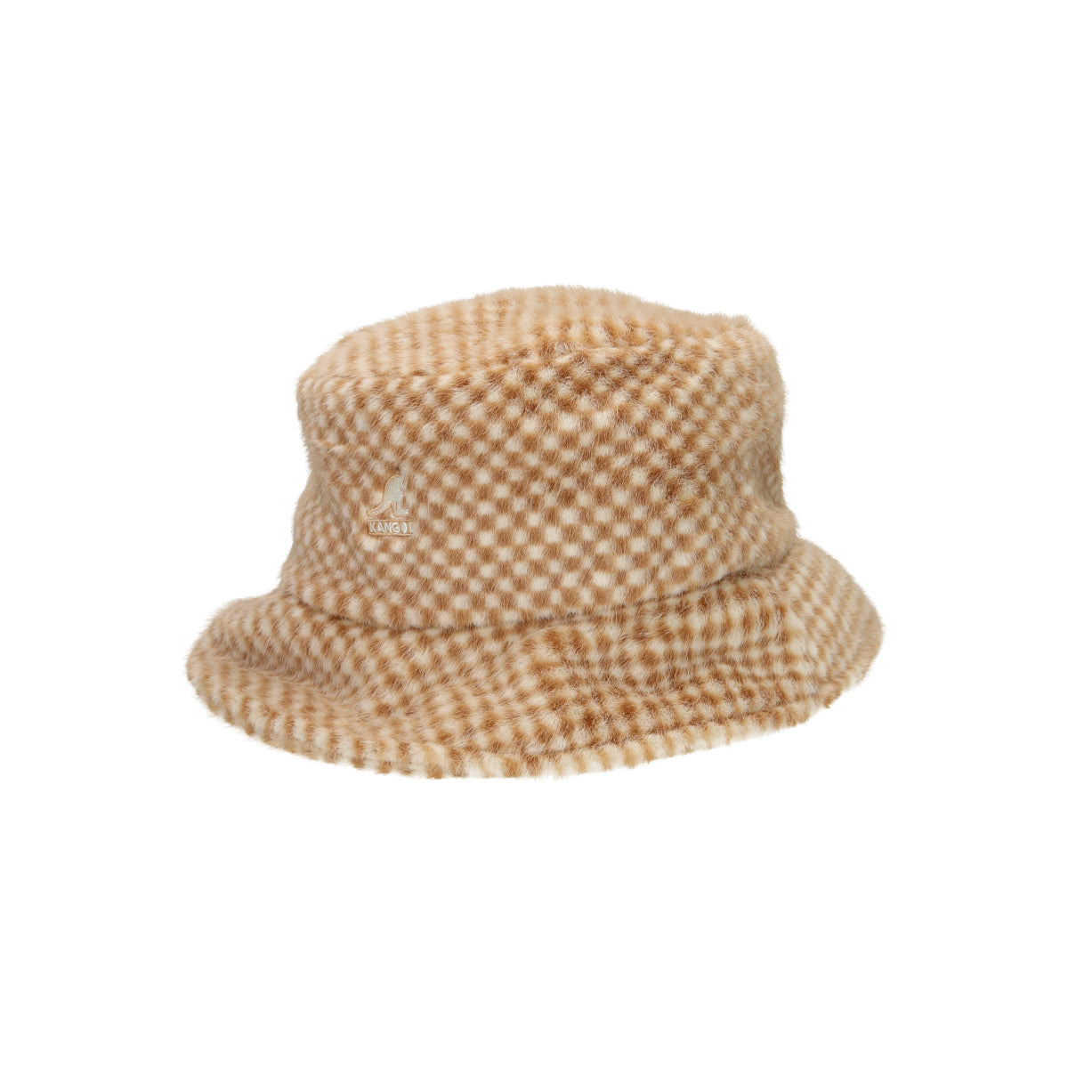 Faux fur bucket tan check