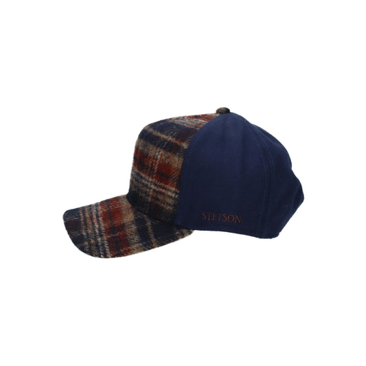 Trucker Cap Wool Check navy beige burned orange