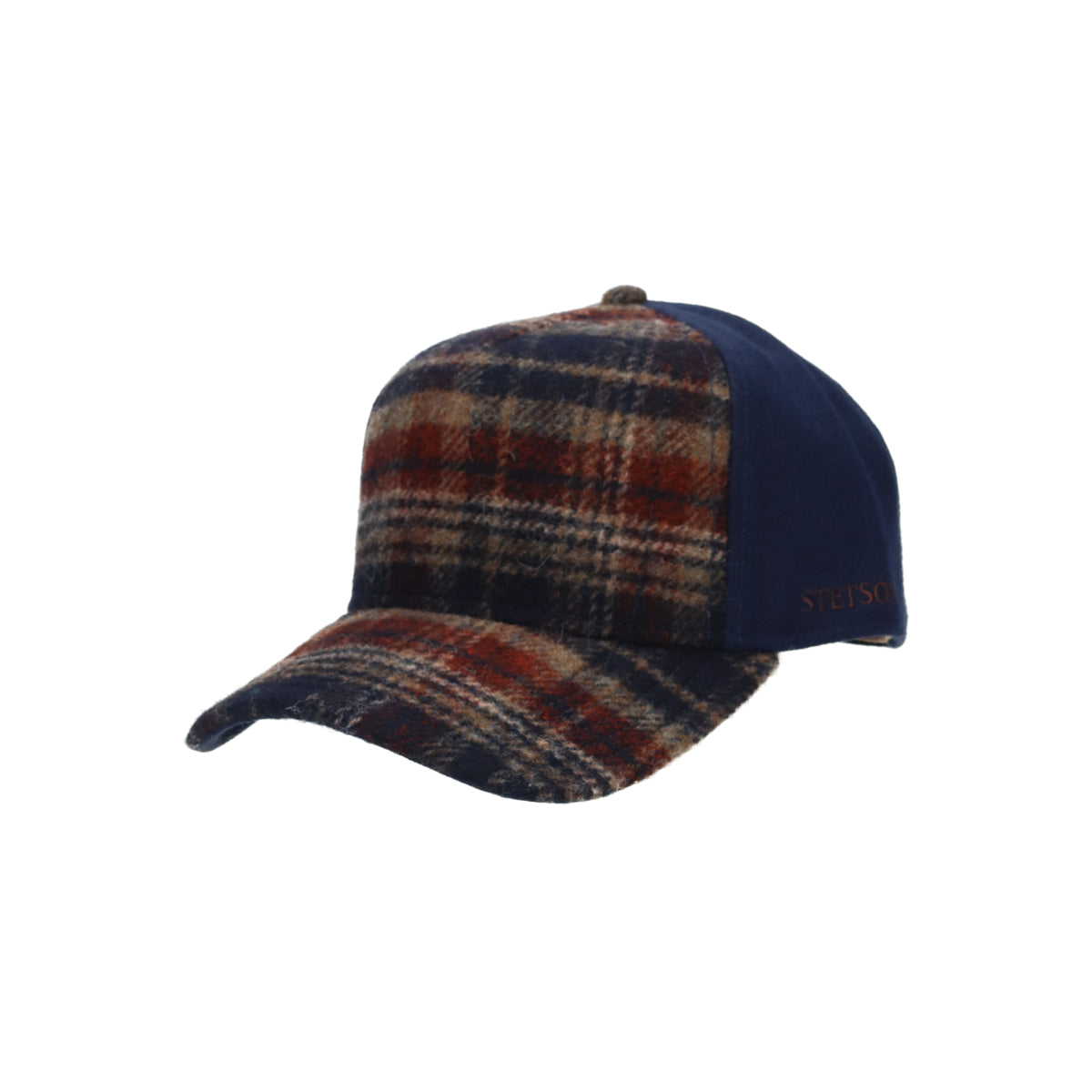 Trucker Cap Wool Check navy beige burned orange