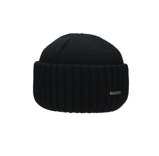 Beanie Merino Wool schwarz anthracit dunkel