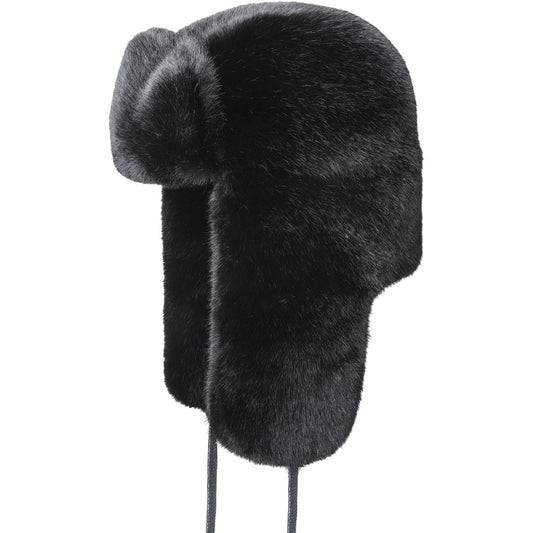 Black Faux Fur Trapper black