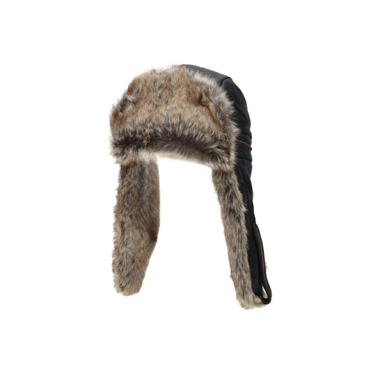 Bomber Cap Cowhide dunkelbraun schwarz dunkel