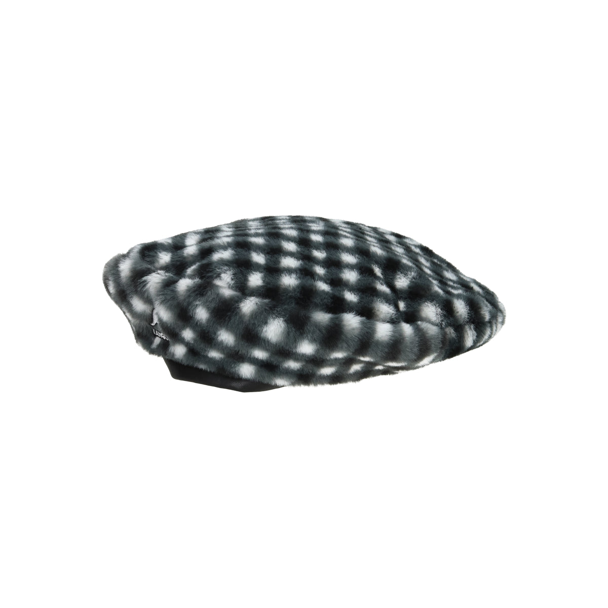 Faux Fur Beret black gingham