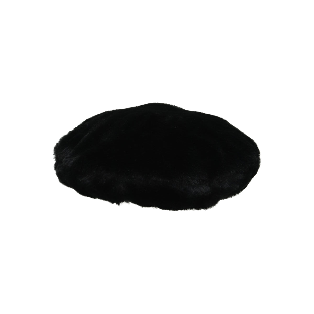 Faux Fur Beret solid black