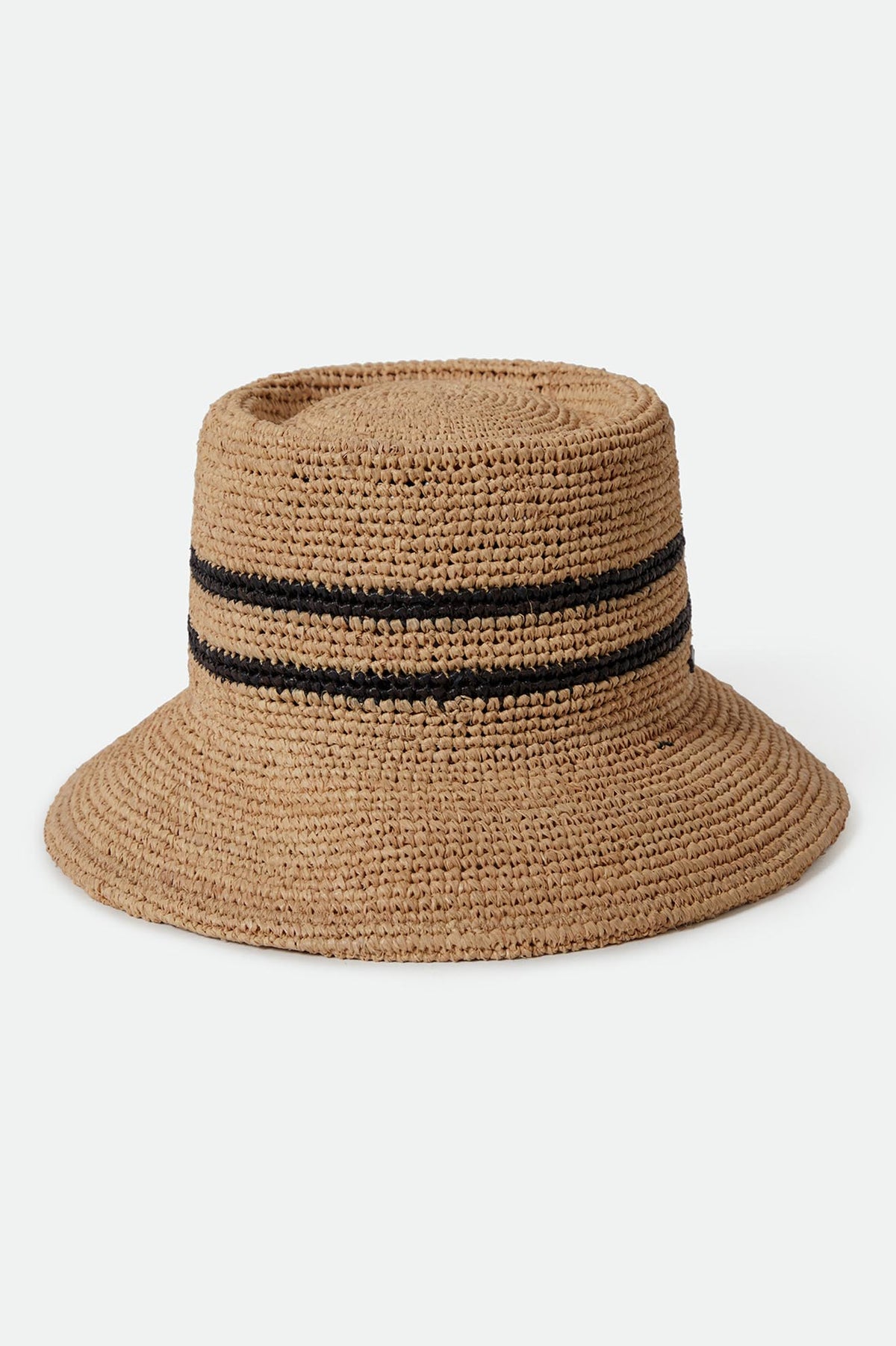 ELLEE STRAW BUCKET HAT tan black