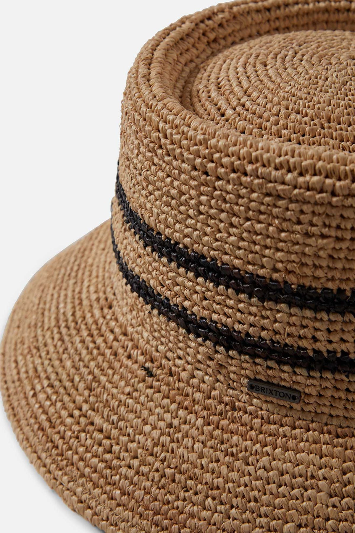 ELLEE STRAW BUCKET HAT tan black