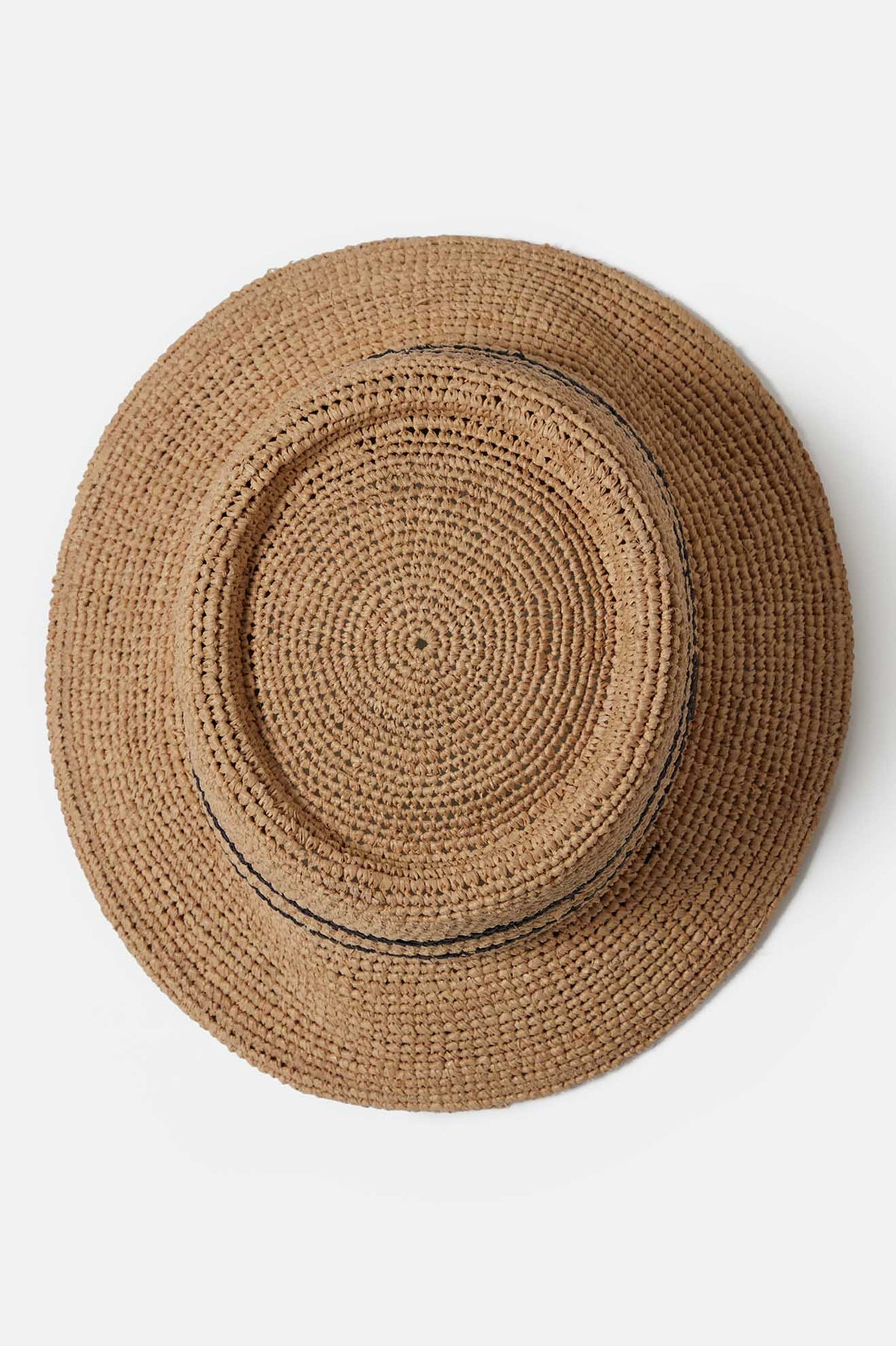 ELLEE STRAW BUCKET HAT tan black