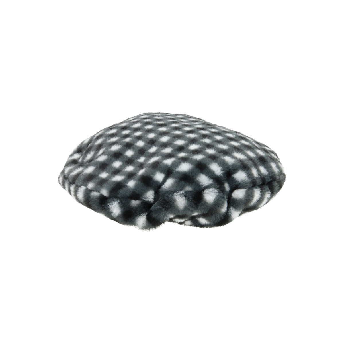 Faux Fur Beret black gingham