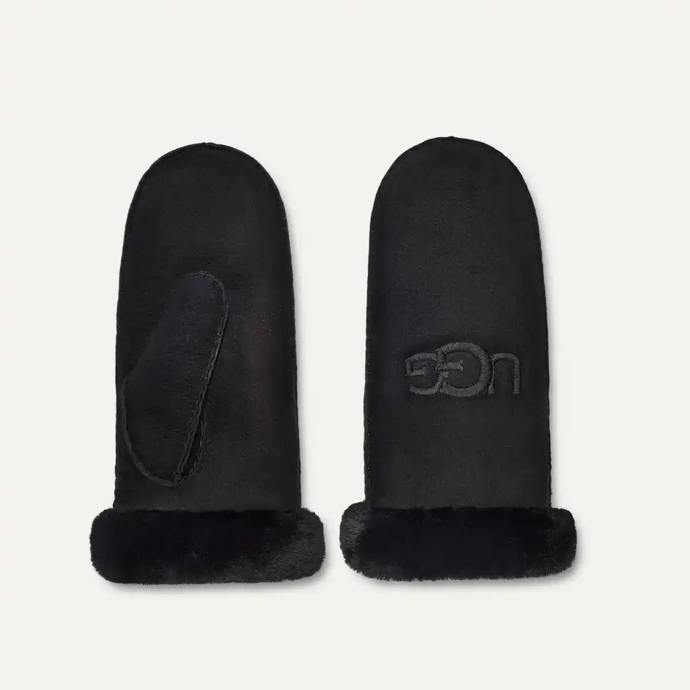 W Sheepskin Embroider Mitten black