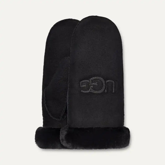 W Sheepskin Embroider Mitten black