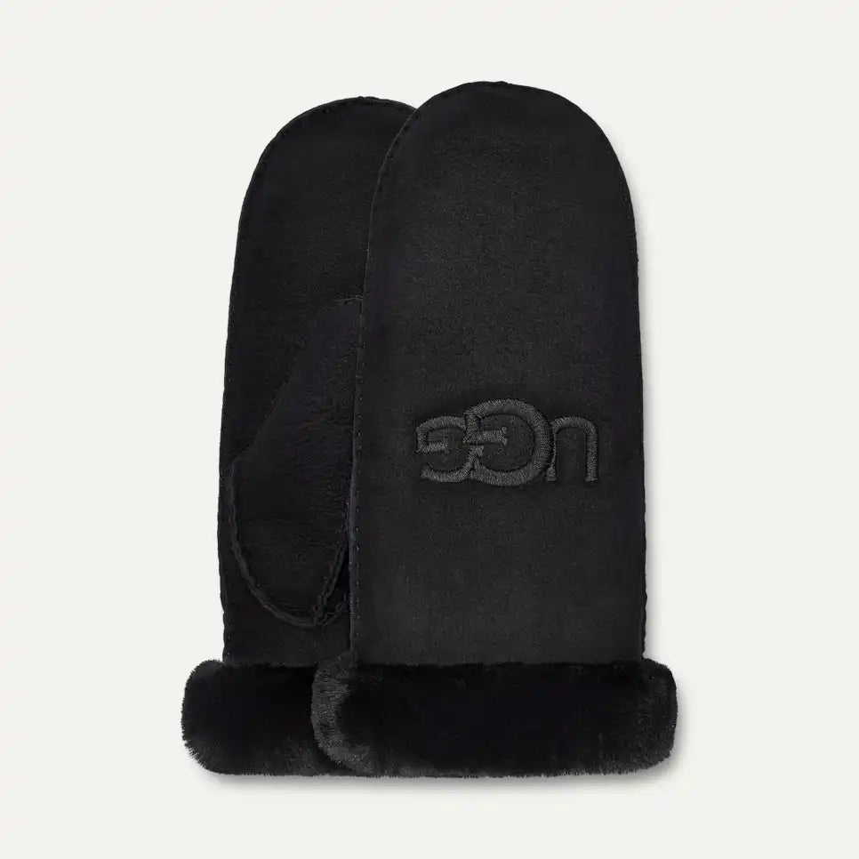 W Sheepskin Embroider Mitten black