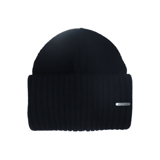 Beanie Merino Wool black anthracite dark