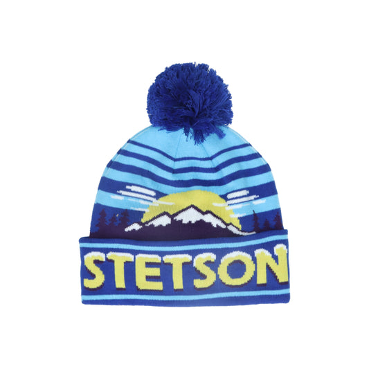 Beanie Pompom Stetson Freestyle blue