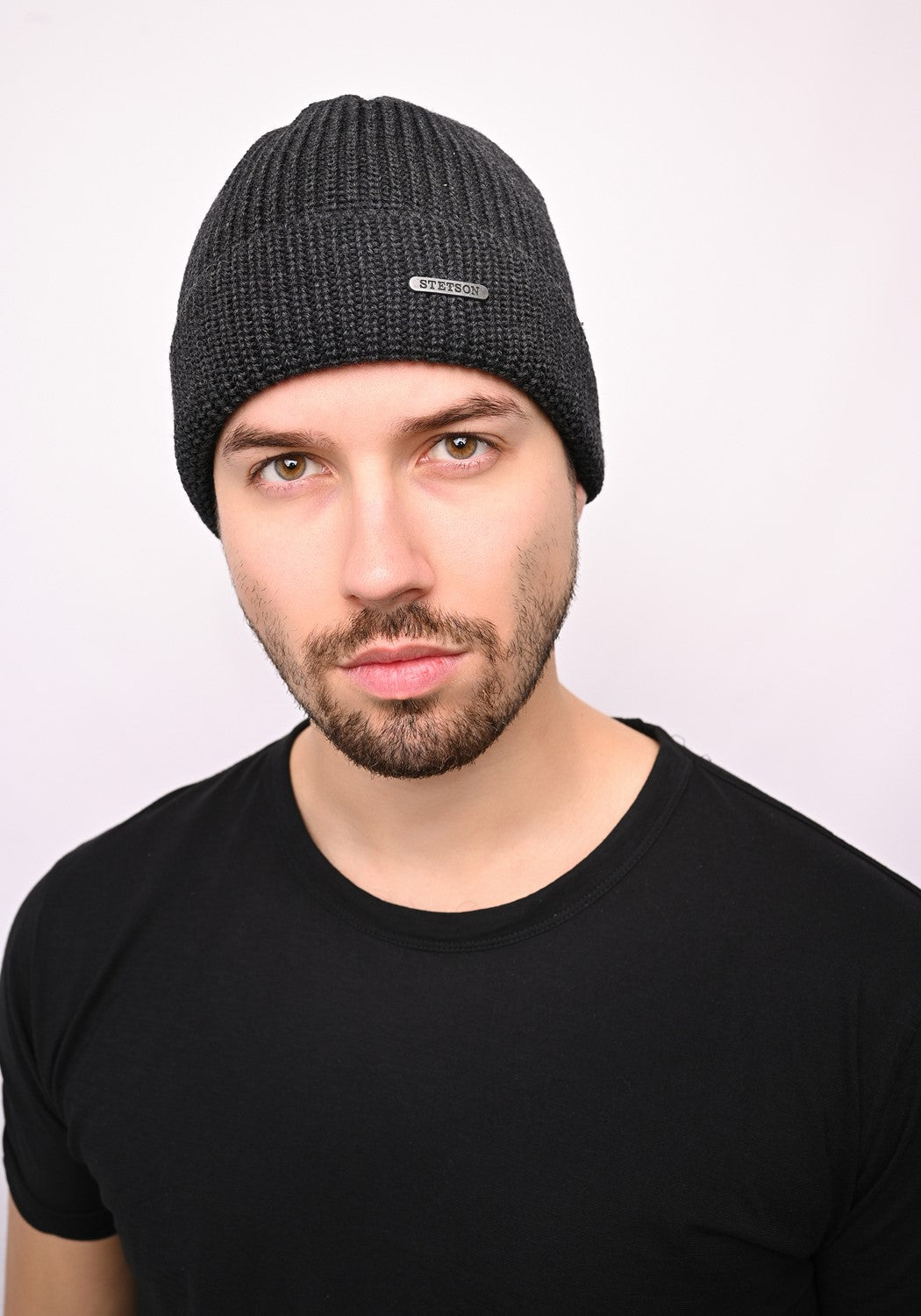 Beanie Merino Wool gray-black