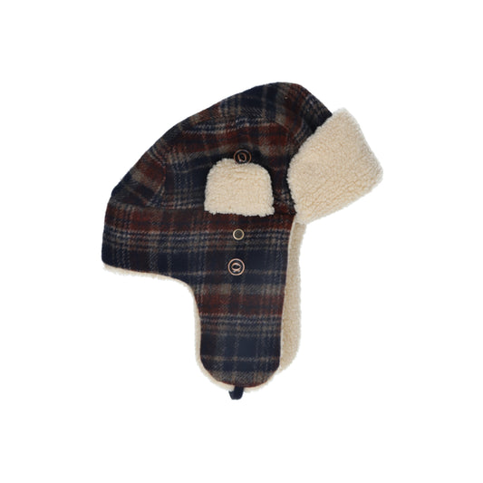 Bomber Cap Wool Check 228 brown blue