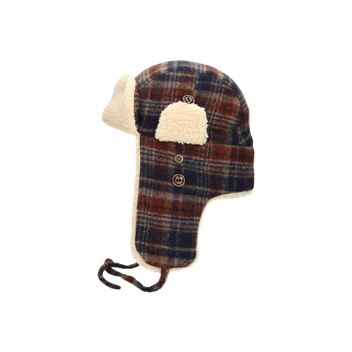 Bomber Cap Wool Check 228 brown blue