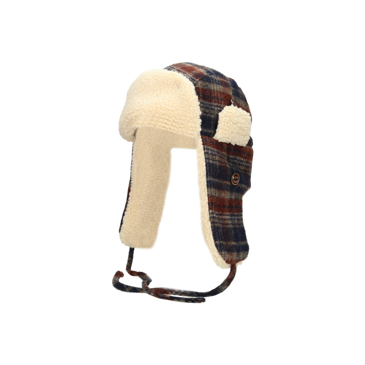 Bomber Cap Wool Check 228 brown blue
