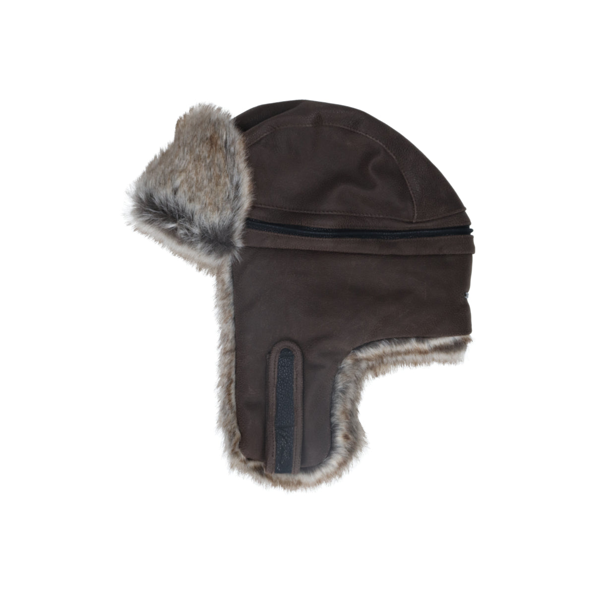 Bomber cap cowhide dark brown black