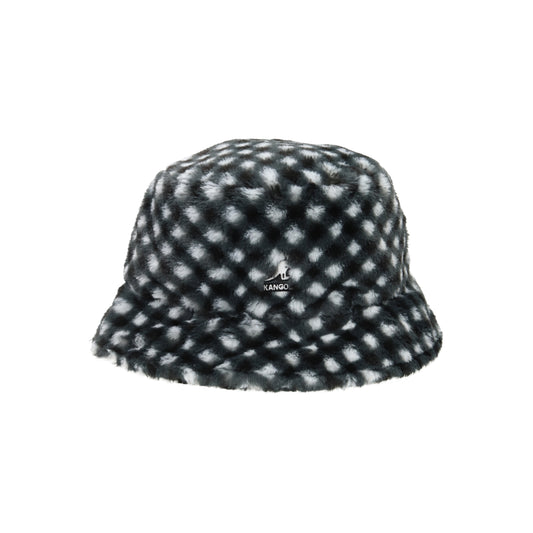 Faux fur bucket black gingham