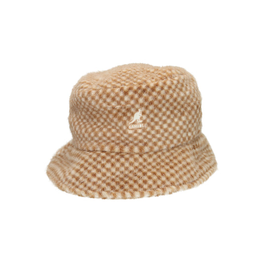 Faux fur bucket tan check